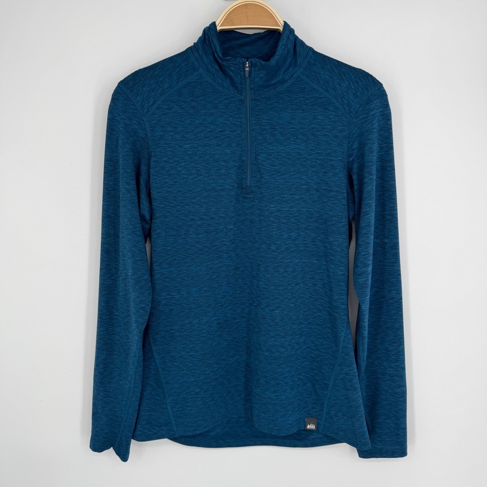 REI Co-op Midweight Quarter Zip Pullover Medium Blue Heathered Gorpcore Hiking